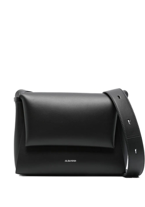 Jil Sander logo-print leather shoulder bag - Black