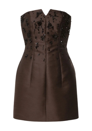 Alberta Ferretti beaded strapless mini dress - Brown