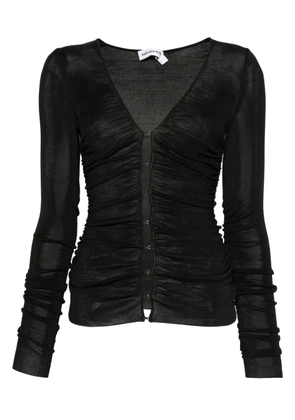 Self-Portrait button-detailed long-sleeve t-shirt - Black