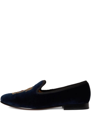 Polo Ralph Lauren Paxton Crest velvet slippers - Blue