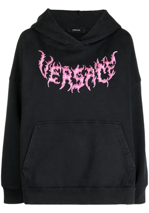 Versace logo-print cotton hoodie - Black