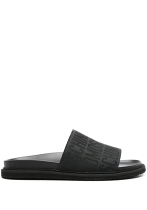 Moschino monogram-jacquard satin slides - Black