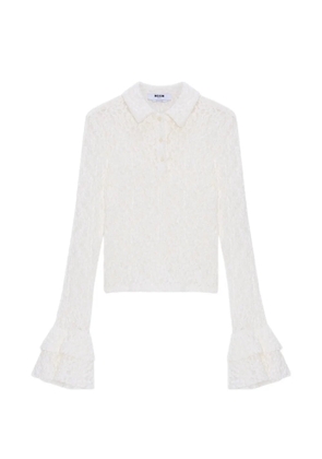 MSGM lace polo top - Neutrals