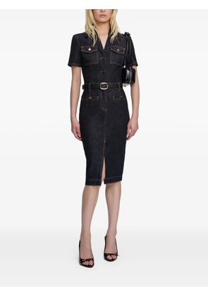Self-Portrait denim-shirt midi dress - Blue