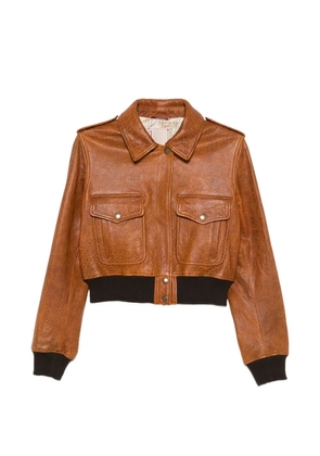 Antonio Marras ribbed-hem leather jacket - Brown