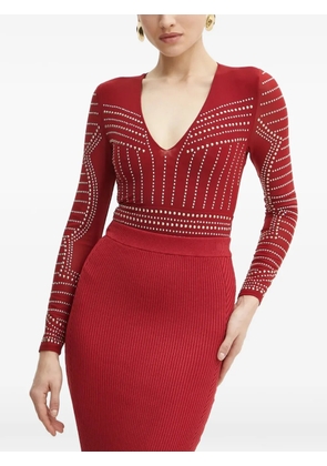 MARCIANO by GUESS studded V-neck bodysuit - Red