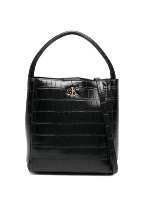 Calvin Klein croc bucket strap tote bag - Black