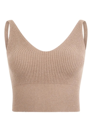 Peserico ribbed V-neck crop top - Neutrals