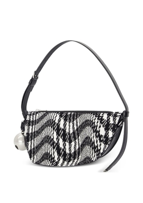 Burberry Mini Shield houndstooth-pattern half-moon bag - Black