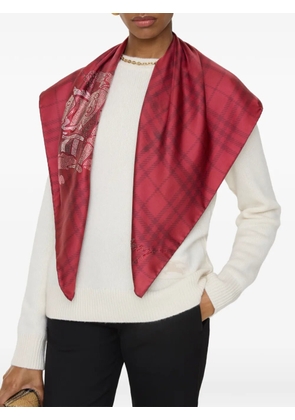 Burberry checked silk scarf - Red