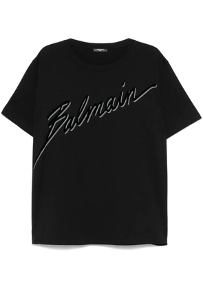Balmain flocked-logo T-shirt - Black