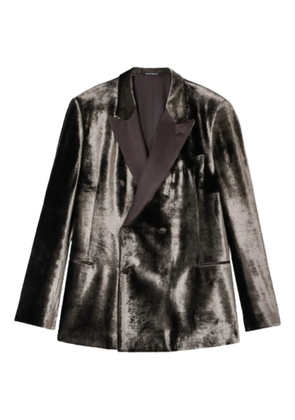 Emporio Armani double-breasted herringbone jacket - Brown