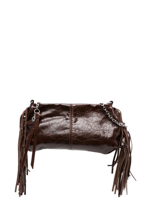 Maje fringe leather shoulder bag - Brown