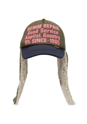 KAPITAL shearling text baseball cap - Green