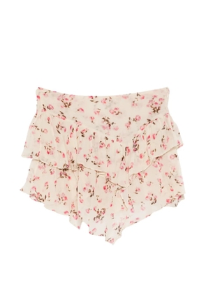 MARANT ÉTOILE ruffled floral skirt - Neutrals
