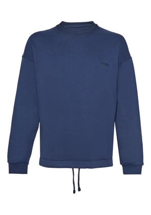 Zegna drawstring crew-neck sweatshirt - Blue