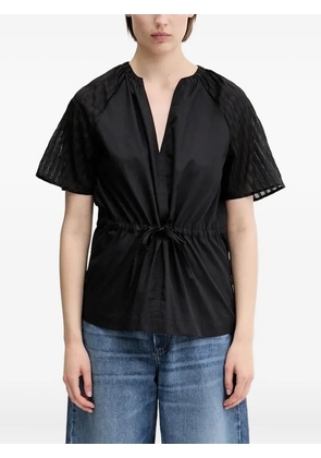 SAMSOE SAMSOE Satoma drawstring sheer-paneled blouse - Black