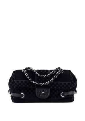 CHANEL Pre-Owned CC Side Belted Flap Bag Check Embossed Velvet Medium shoulder bag - Black