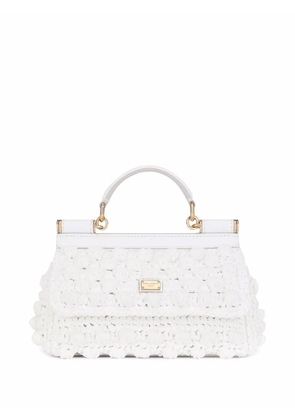 Dolce & Gabbana small Sicily raffia top-handle bag - White