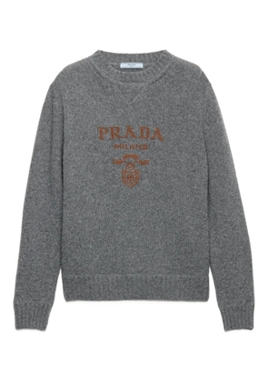 Prada intarsia-logo crew-neck sweater - Grey