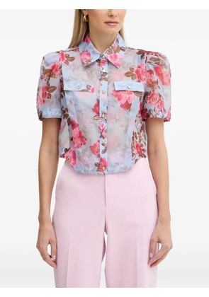 FRACOMINA floral-print puff-sleeve shirt - Blue