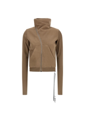 Rick Owens DRKSHDW turtleneck asymmetrical-zip sweatshirt - Neutrals