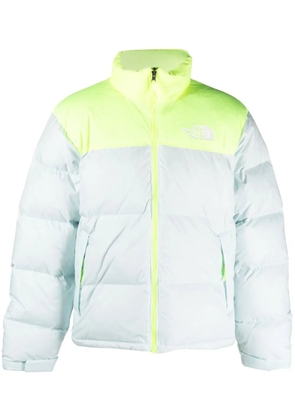 The North Face two-tone logo-print puffer jacket - Blue