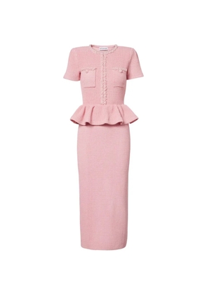 Self-Portrait embellished peplum midi dress - Pink