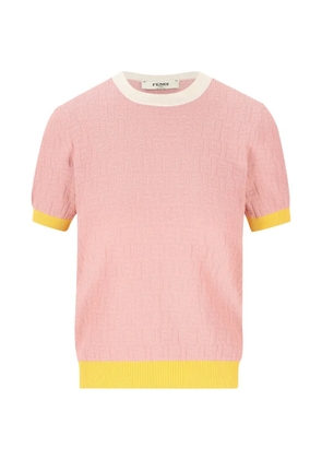 FENDI logo-pattern T-shirt - Pink