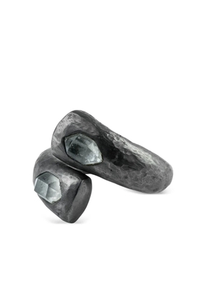 Parts of Four sterling silver Druid quartz ring - Black