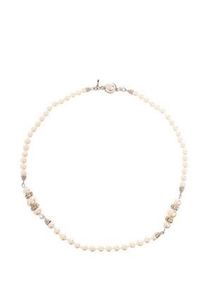 Alessandra Rich pearl silver beaded necklace