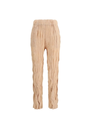 Gongdid Design Wavy elasticated crinkled trousers - Neutrals