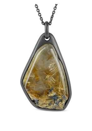 Parts of Four sterling silver Halos rutilated quartz necklace