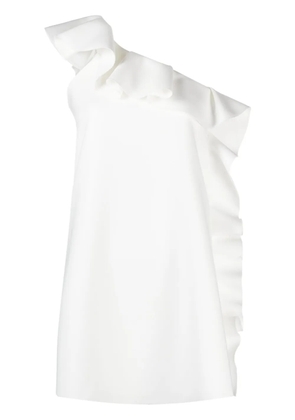 MSGM ruffle-trim asymmetric minidress - White