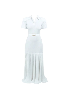Rowen Rose pleated maxi polo dress - White