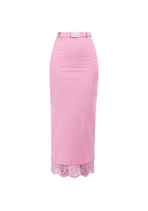 Rowen Rose lace-contrast midi skirt - Pink