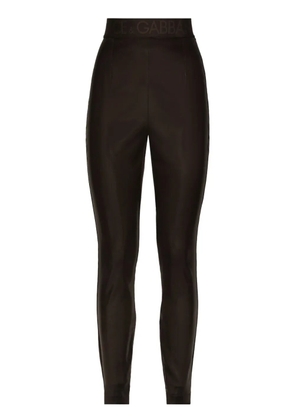 Dolce & Gabbana logo-waistband satin leggings - Brown