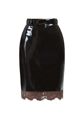 Rowen Rose lace vinyl midi skirt - Brown