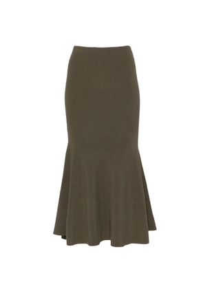 Self-Portrait ribbed-knit midi skirt - Green