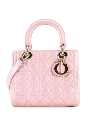 Christian Dior Pre-Owned Lady Dior Bag Cannage Quilt Metallic Leather Medium satchel - Pink