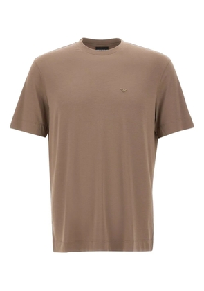 Emporio Armani eagle-embroidered T-shirt - Brown