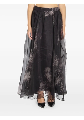 ZIMMERMANN floral-print gathered midi skirt - Black
