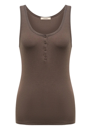 12 STOREEZ Henley rib-knit tank top - Brown