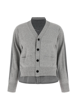 sacai panelled cardigan - Grey