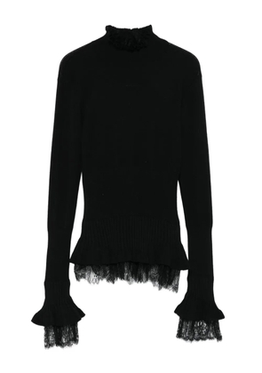 Ermanno Scervino lace-trimmed ruffled sweater - Black