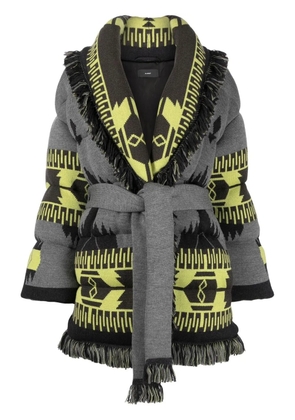 Alanui Icon jacquard belted puffer jacket - Grey