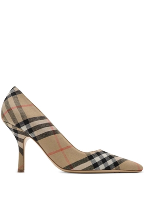 Burberry 90mm Dame checked pumps​ - Neutrals
