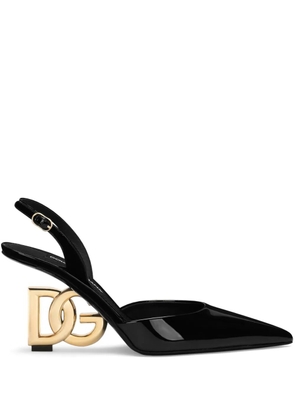 Dolce & Gabbana DG-heel leather slingback pumps - Black