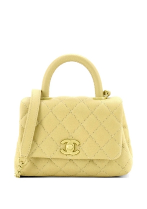 CHANEL Pre-Owned Coco Top Handle Bag Quilted Caviar Extra Mini shoulder bag - Yellow