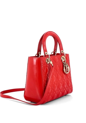 Christian Dior Pre-Owned Lady Dior Bag Cannage Quilt Patent Medium satchel - Red